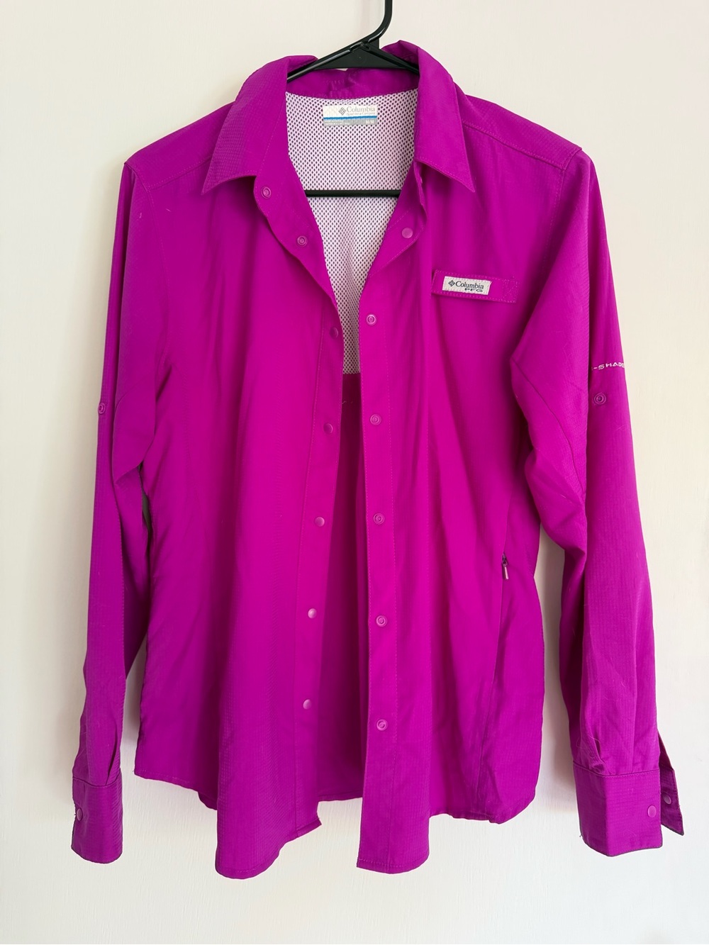 Columbia Vibrant Magenta Button-Down Performance Shirt